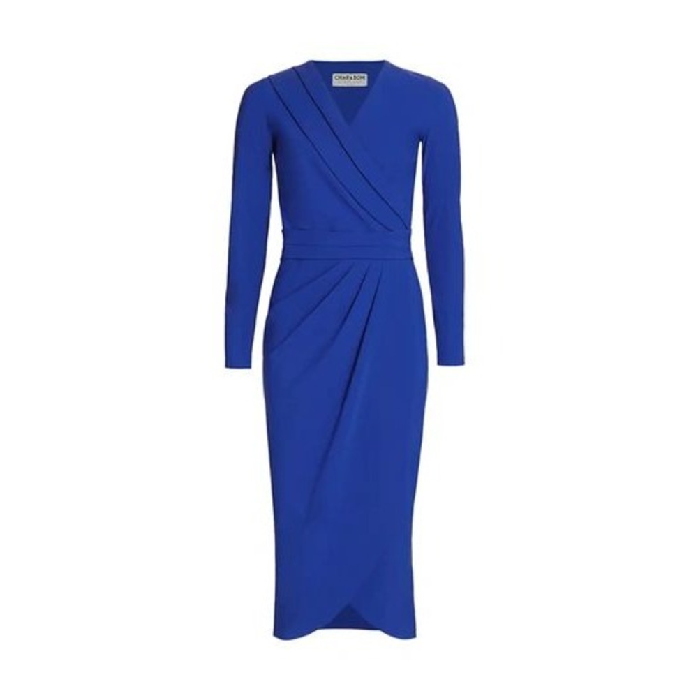 Chiara Boni Jodene pleated wrap midi dress size IT 38 in Azulejo‎ jersey